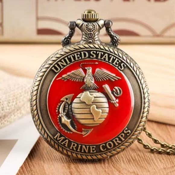 United States Marine Corps Pocket Watch USMC Men's Christmas Birthday Gift NEW - Picture 1 of 7